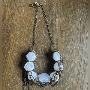 Chunky mixed metals statement necklace